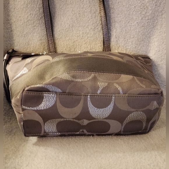 Coach Signature Stripe Metallic Logo Handbag Tote G1276 F20429 - Picture 7 of 16